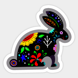 Folk Art Rabbit Sticker